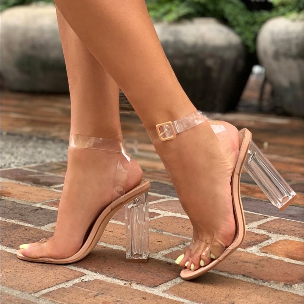 Transparent strapped heels